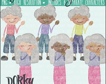 Watercolor Family Characters PNG Artwork - Digital File - for heat press, planners, cookies, and crafts