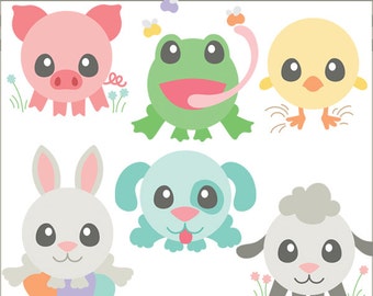 Easter Clipart Circle Animals -Personal and Limited Commercial Use- Spring Clipart, Easter Bunny Clipart