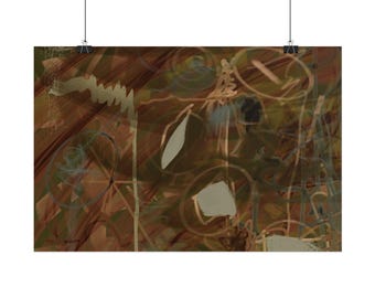 Póster abstracto con tonos tierra y ondas / Póster enrollado