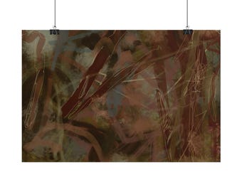 Póster abstracto con pinceladas en tonos tierra / Póster enrollado