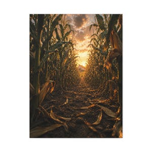 Between the Rows Canvas Wall Art | Cornfield Farmhouse Country Art