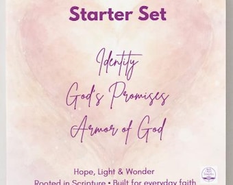 Tarjetas de oración para principiantes para niños / Identidad, promesas, armadura de Dios