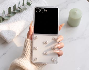 Clear Bow Glitter Ribbon Phone Case for Samsung Galaxy Z Flip 8