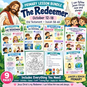 Op de afbeelding: Een digitaal lespakket getiteld The Redeemer voor 12-18 oktober, bestaande uit negen pagina's met religieus lesmateriaal. De set bevat lesplannen, activiteitenideeën, een scenario-kaartspel, een kleurplaat en een benodigdhedenlijst.