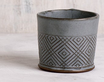 Geometric Boho Chic Ceramic Espresso Cup Set, 2 Light Gray Espresso Cups, Gift for Friend