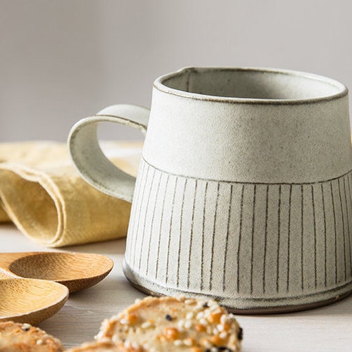 Ceramic Mug White Coffee Cup Modern Tea Cup White Ceramic Etsy