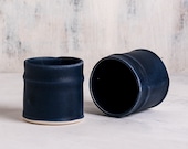 2 Dark Blue Espresso Cup Set, Modern Ceramic Coffee Tumblers, Ceramic Handmade Small Cups, Minimalist Pottery, Coffee Lovers Gift