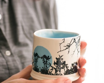 Blue Ceramic Mugs, Light Blue Coffee Mugs, Modern Mugs, Stoneware Coffee Mugs, Ceramic Handmade Mugs, Unique Blue Coffee Mug, READY TO SHIP!