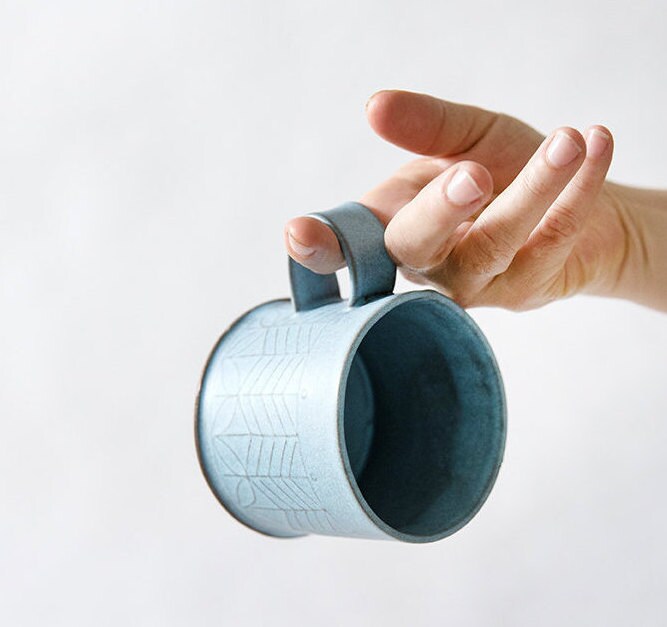 Tasse En Céramique Bleue,