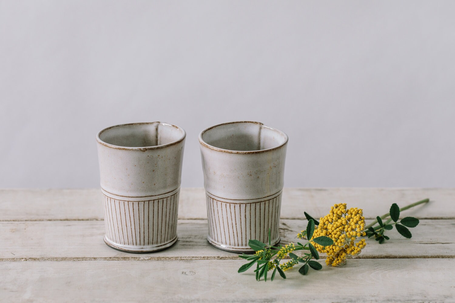 Ensemble de Deux Grands Culbuteurs Blancs, Verres d'eau en Céramique Haute 13 Oz, Tasses à Boire Tex