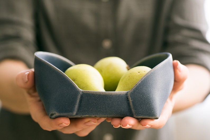Ceramic Serving Bowls Blue Ceramic Bowls Ceramic Nesting Etsy