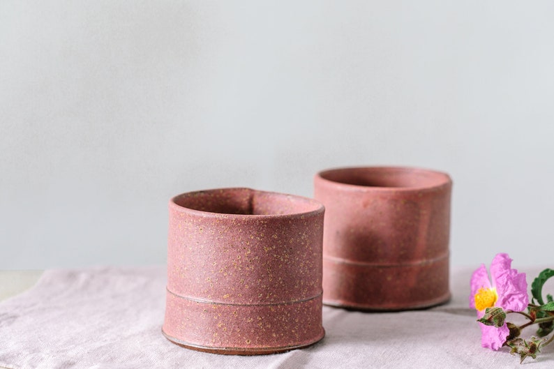 Ceramic Espresso Cup, pink Handmade Ceramic Tumbler, Ceramic Modern Cup, 10 Oz Mugs image 5