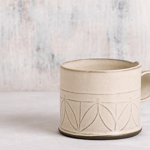 white Ceramic mug, Modern tea cup, patterned coffee Cup, textured coffee mug, minimalist white Cup, coffee lovers gift, mothers day gift image 1