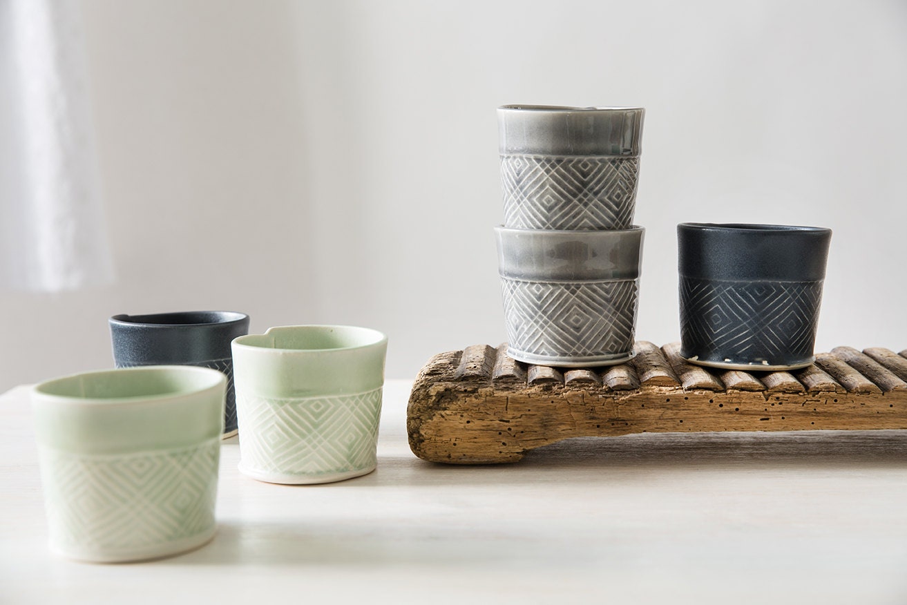 Handmade Ceramic Espresso Coffee Cup with Small Bowl Espresso Cup Set Handless Coffee Set