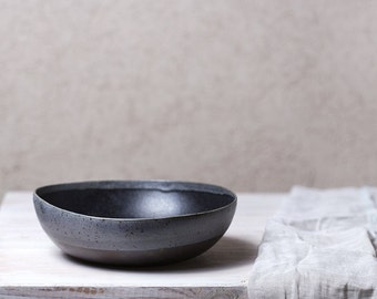 Ceramic Serving Bowl, Black Salad Bowl, Handmade ceramic bowl, Modern Stoneware Bowl, Black Handmade bowl, Ceramic Mixing Bowl, Pottery gift