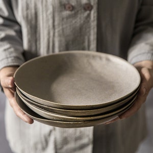 Ceramic Dinner Plate, Gray Stoneware Plate, Handmade Ceramic Plate, Gray Pottery Plate