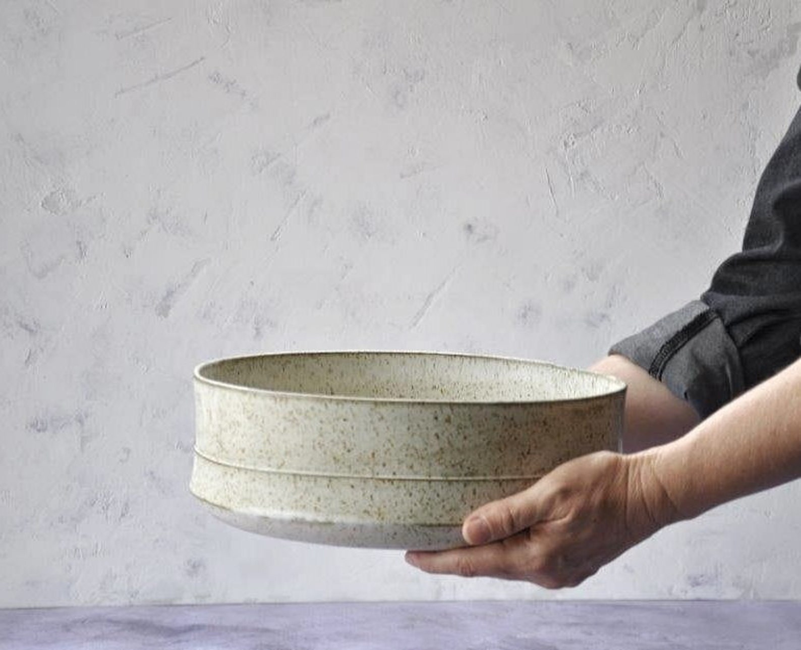 Large Ceramic White Bowl Ceramic Serving Bowl Modern White Etsy