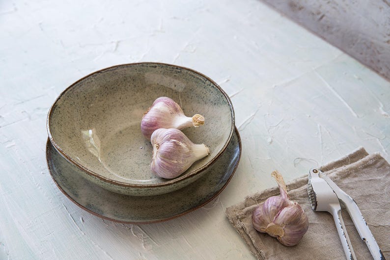 2 Ceramic Bowls Set Set of Beige Ceramic Serving Bowls Large Etsy