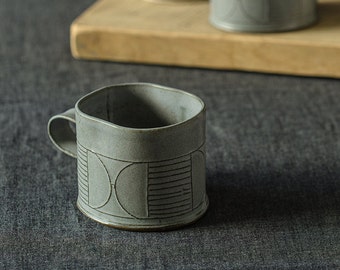 Gray Coffee Mug, Gray Ceramic Mug, Modern Coffee Mug, Minimalist Mug, Unique Coffee Mug, Handmade Mug, Gray Stoneware Mug,Coffee Lovers gift