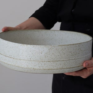 Extra large Ceramic bowl, white Ceramic Serving Bowl, Modern Salad bowl, large Handmade Kitchen Bowl, White Center piece Bowl, New Home Gift