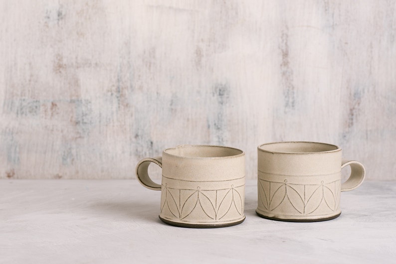 white Ceramic mug, Modern tea cup, patterned coffee Cup, textured coffee mug, minimalist white Cup, coffee lovers gift, mothers day gift image 4