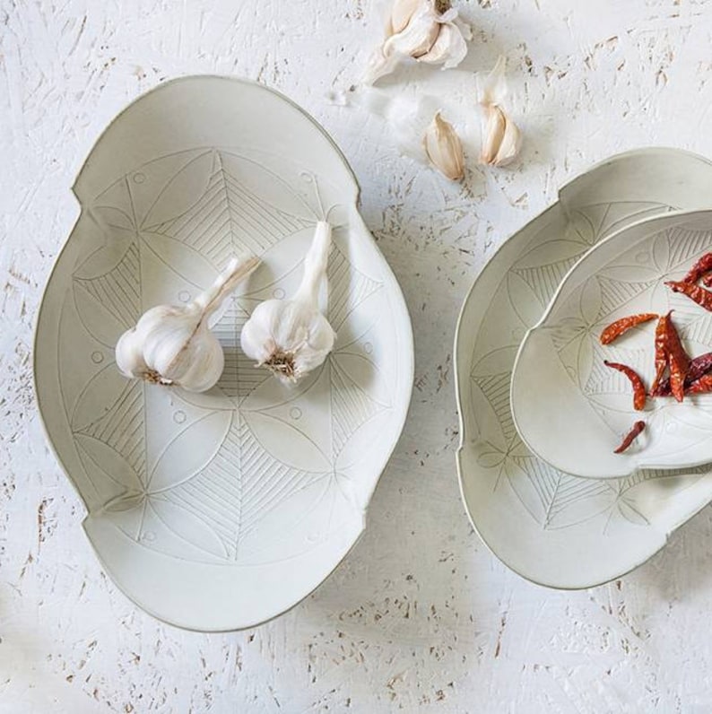 Ceramic Oval Serving Bowls Set 3 White Serving Trays Oval Etsy