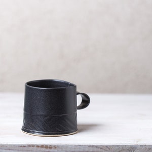 Black Coffee Mug, Black Ceramic Mug, Modern Coffee Mug, Minimalist Mug, Unique Coffee Mug, Handmade Mug, Black Stoneware Mug, Coffee Lovers image 2