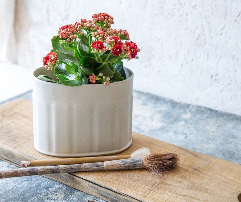 Planter Pot, White Ceramic Planter, Ceramic Succulent Planter, Planter Pot, Pottery Planter, Brushes holder, White pen holder image 4