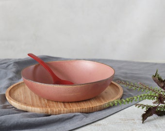 Rustic Pink Ceramic Prep Bowl, Pink- Beige Serving Bowl, Ceramics Pink- Beige Ramen Bowl, Stoneware Salad Bowl, Ceramic Salade Bowl,