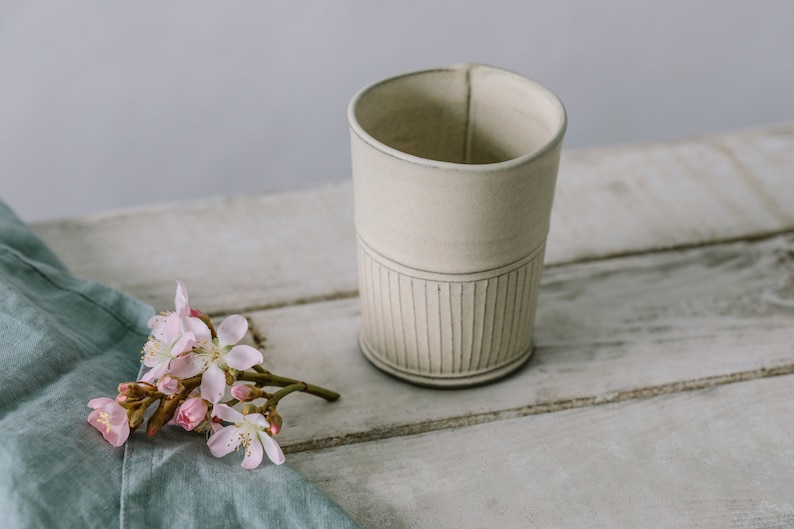 Rustic Ceramic Drinking Cups White Cream Pottery Tumblers Etsy UK