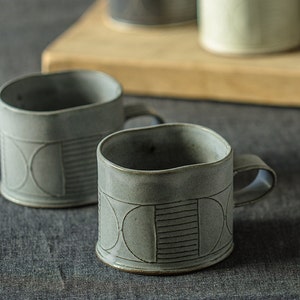 Gray Coffee Mug, Gray Ceramic Mug, Modern Coffee Mug, Minimalist Mug, Unique Coffee Mug, Handmade Mug, Gray Stoneware Mug,Coffee Lovers gift image 2