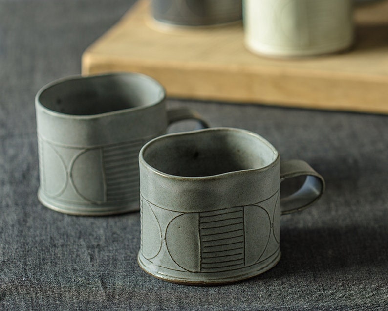 Gray Coffee Mug, Gray Ceramic Mug, Modern Coffee Mug, Minimalist Mug, Unique Coffee Mug, Handmade Mug, Gray Stoneware Mug,Coffee Lovers gift image 2