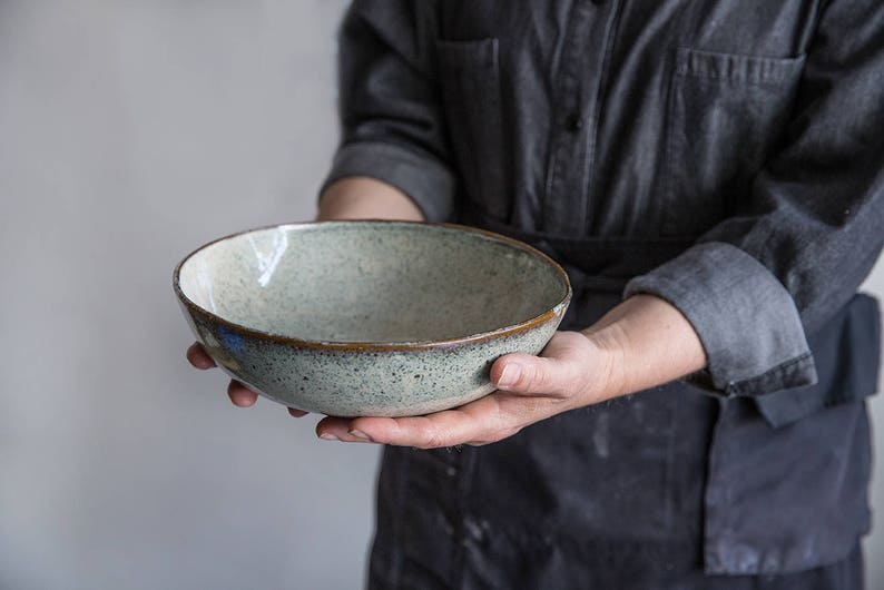 2 Ceramic Bowls Set Set of Beige Ceramic Serving Bowls Large Etsy