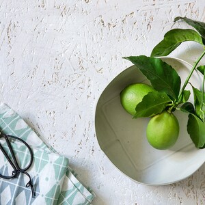 Ceramic Bowl, white Ceramic Serving Bowl, Modern Stoneware Bowl, minimalist Salad Bowl, stripes Patterned Bowl, white kitchen, holidays gift image 5