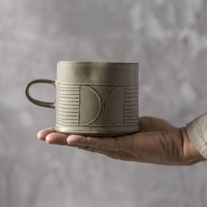 Gray Coffee Mug, Gray Ceramic Mug, Modern Coffee Mug, Minimalist Mug, Unique Coffee Mug, Handmade Mug, Gray Stoneware Mug,Coffee Lovers gift image 3