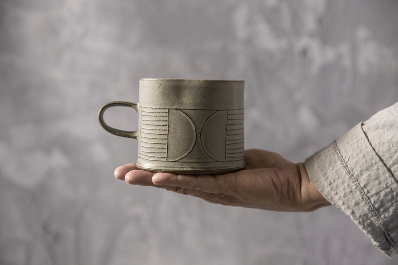 Gray Coffee Mug, Gray Ceramic Mug, Modern Coffee Mug, Minimalist Mug, Unique Coffee Mug, Handmade Mug, Gray Stoneware Mug,Coffee Lovers gift image 3