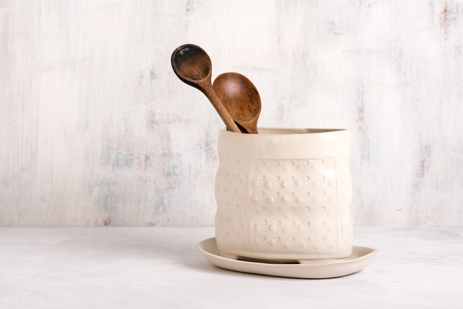 Modern Matte White Utensil Holder + Reviews