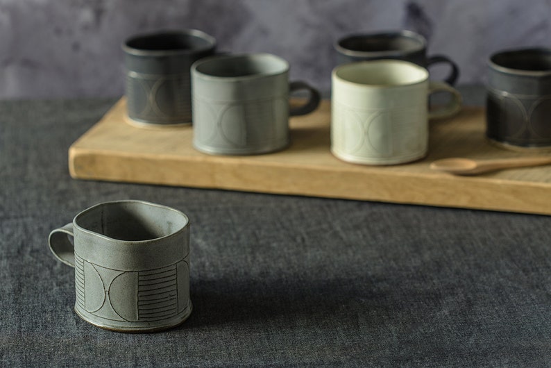 Gray Coffee Mug, Gray Ceramic Mug, Modern Coffee Mug, Minimalist Mug, Unique Coffee Mug, Handmade Mug, Gray Stoneware Mug,Coffee Lovers gift image 5