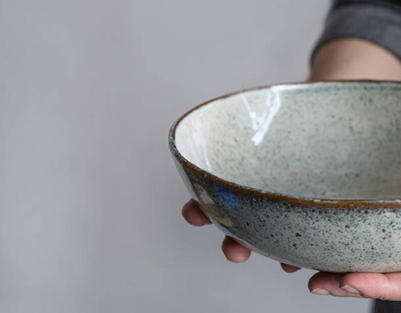 2 Ceramic Bowls Set Set of Beige Ceramic Serving Bowls Large Etsy