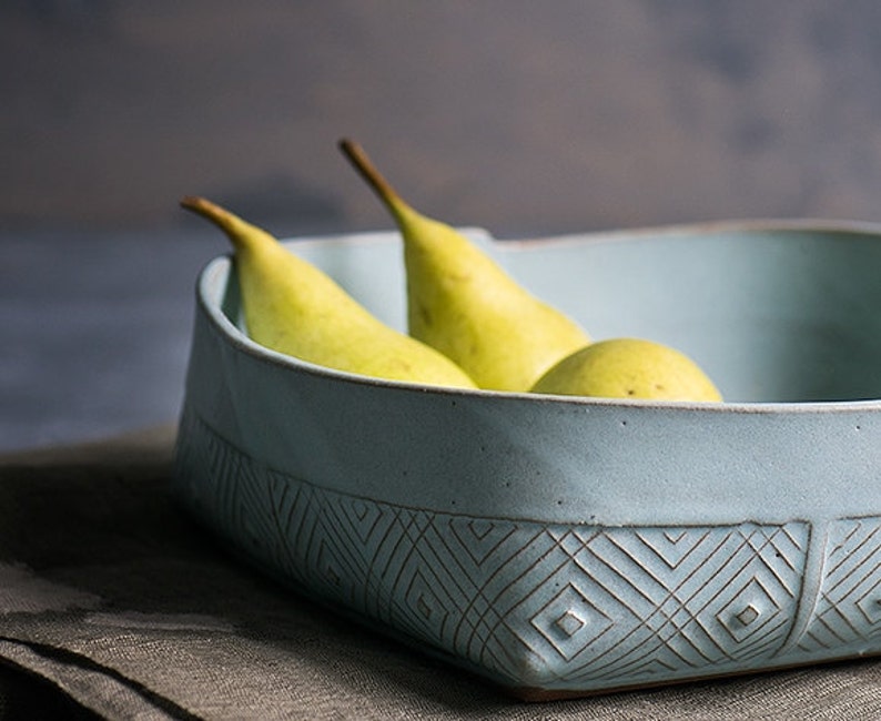 Ceramic Bowl Blue Serving bowl Fruit Bowl light blue Etsy