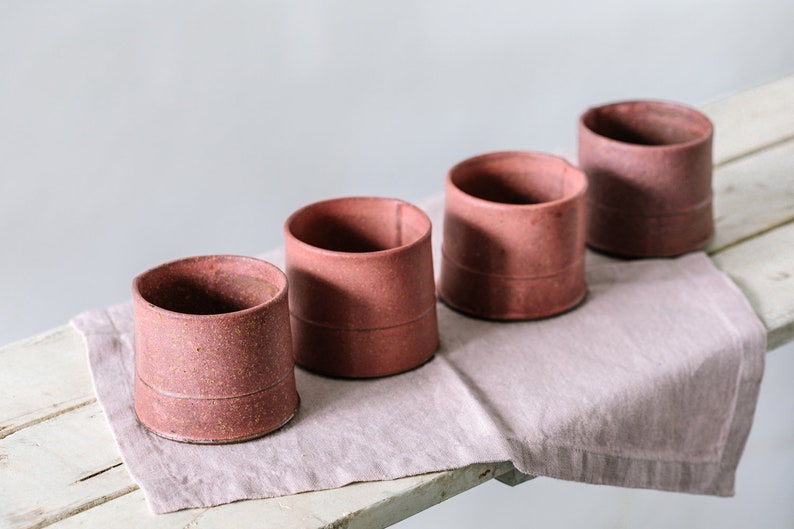 Ceramic Espresso Cup, pink Handmade Ceramic Tumbler, Ceramic Modern Cup, 10 Oz Mugs image 7