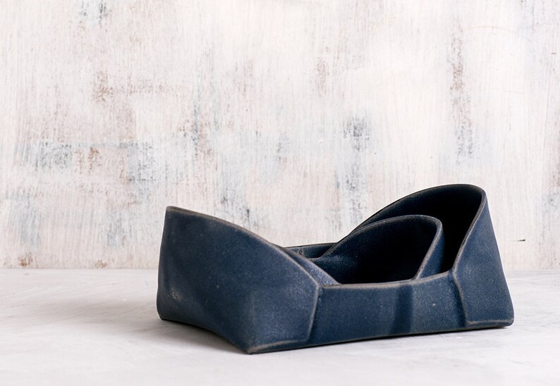 Ceramic Serving Bowls Blue Ceramic Bowls Ceramic Nesting Etsy