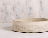 White Ceramic Bowl, White Serving Bowl, Large Fruit Bowl, Ceramic Baking Dish, Modern salad bowl, Geometric Pattern  Bowl, Holidays gift