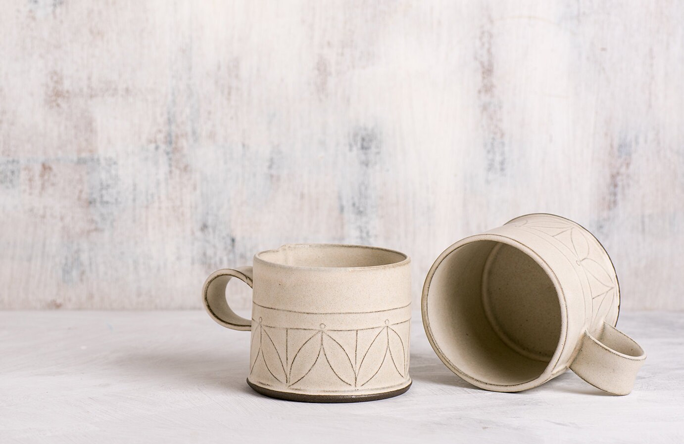 White Ceramic Mug Modern Tea Cup Patterned Coffee Cup Etsy Israel