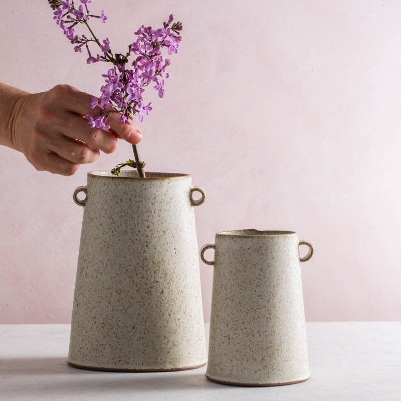 White Pottery Vase Ceramic Vase White Modern Vase With Etsy UK