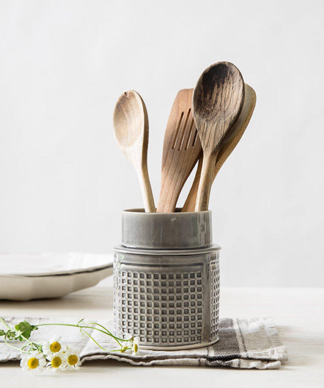 Monogram Utensil Set with Holder