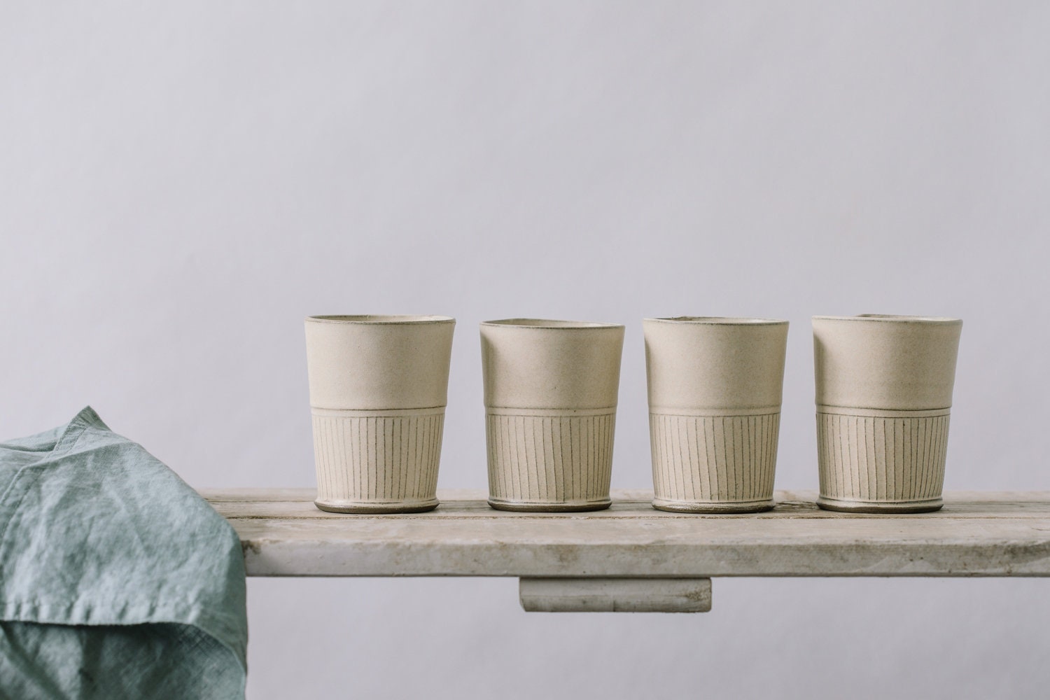 Tasses à Boire Rustiques en Céramique, Tumblers de Poterie La Crème Blanche, Tasses Céramique Élégan