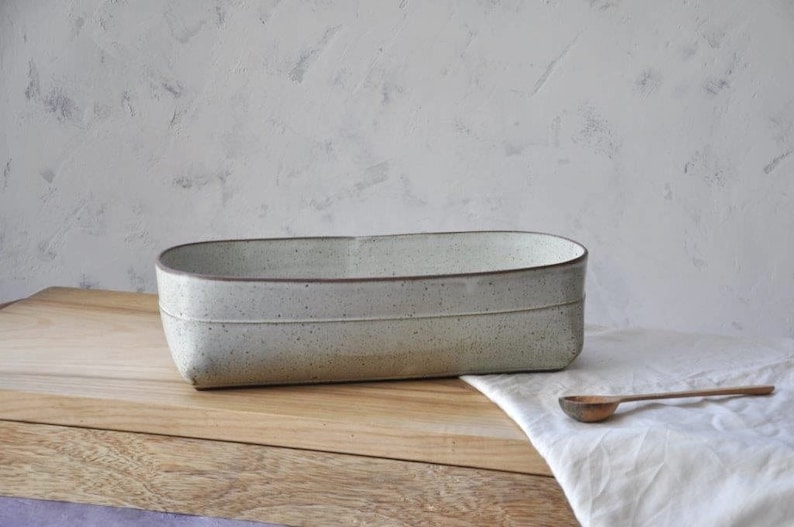 Ceramic Baking Dish Pottery Bread Baking Dish White Ceramic Etsy