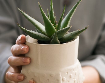 White ceramic Planter, Modern texture planter, Succulent planter, white Ceramic planter Pot, Cactus Planter, Indoor gardening, Pottery Gift