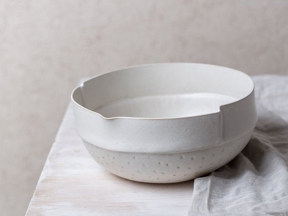 Moderne et grande Coupelle /à fruits d/écorative bol en c/éramique blanc//argent 39 x 18 cm